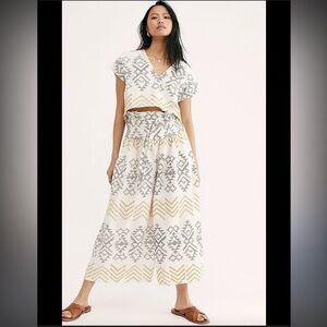 Free People Toluca in Ivory Embroidered Set Top Pants